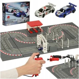 Tor samochodowy wyścigowy elektryczny + 2 auta klocki konstrukcyjne GD-02